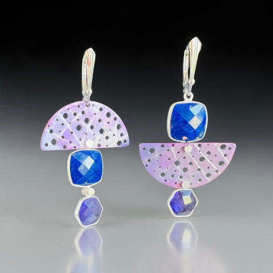 Orchid Constellation – Titanium, Lapis & Amethyst Earrings
