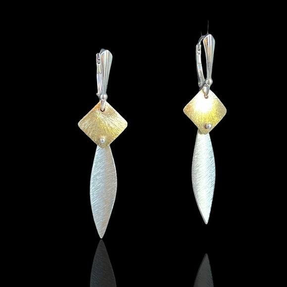 Silver Gold Marquise Earrings