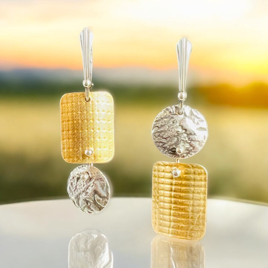 Reticulated Silver & NuGold Dangles