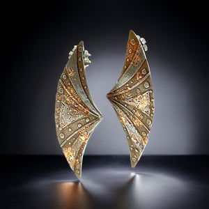 "Copper Wings"....contemporary steel post back earrings