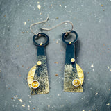 "Sunrise, Sunset"....contemporary steel, 14K, 24K gold dangles