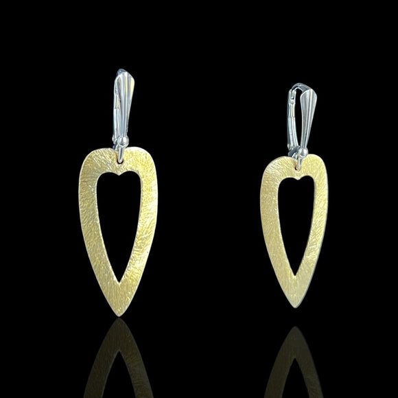 Gold Open Heart Earrings with Leverbacks