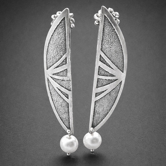 Art Deco Sterling Silver Pearl Statement Earrings | DianaHDesigns