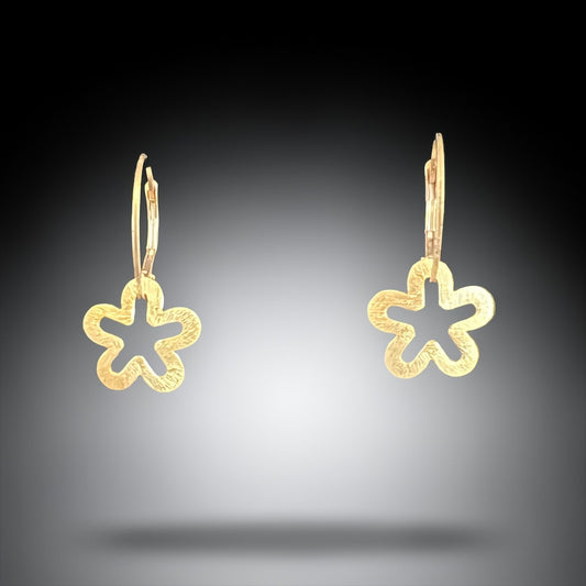 Gold Flower Minimalist Drop Earrings
