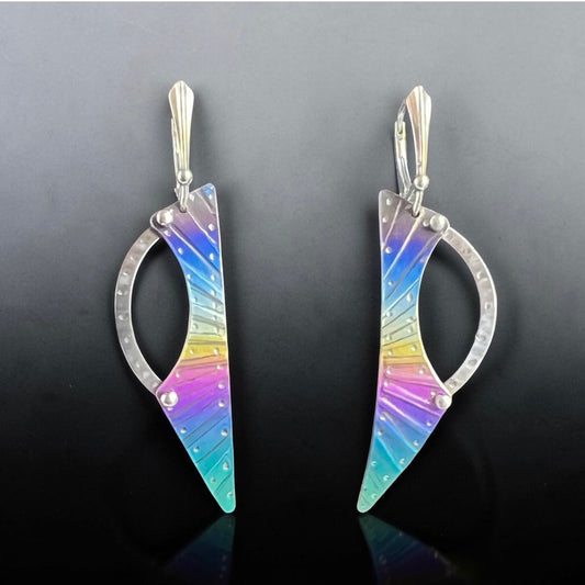 Spectrum Arc – Titanium & Stainless Steel Earrings