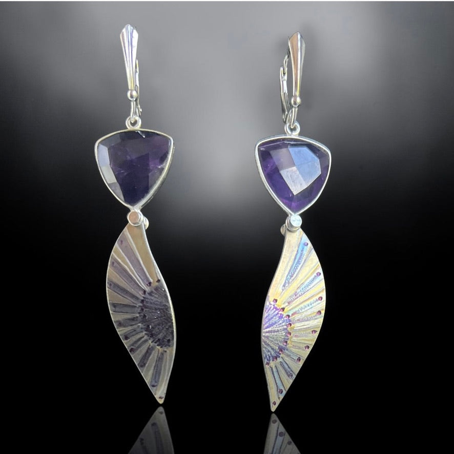 Twilight Reverie – Titanium & Amethyst Earrings