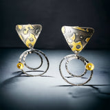 Celestial Triangle Hoops 2...24K/Sterling Post Dangles