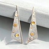 Sterling Silver and 24K Gold Long Triangular Post Earrings