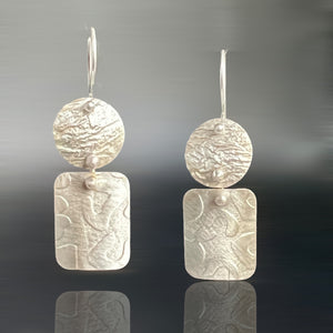 2 part circles rectangles sterling silver  dangles