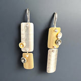 Asymmetrical Contemporary Dangles Sterling/Nu Gold/24K