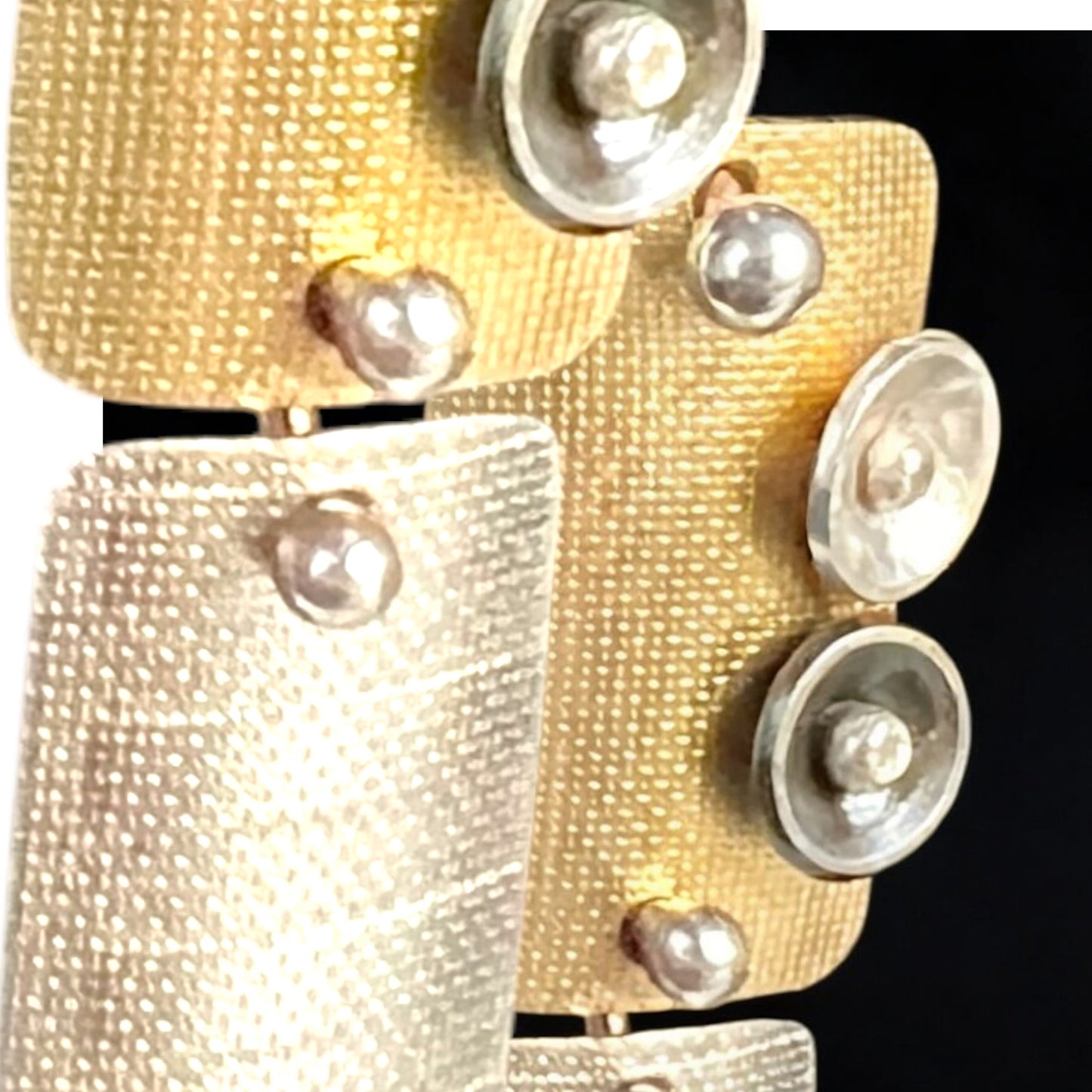 Asymmetrical Contemporary Dangles Sterling/Nu Gold/24K