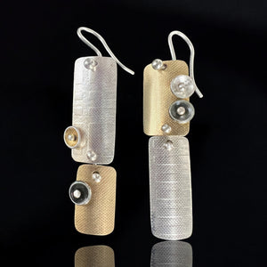 Asymmetrical Contemporary Dangles Sterling/Nu Gold/24K