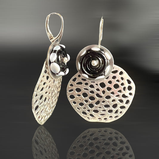 Gotta love dots! Modern and fun black, white and silver dangles