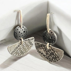 "Half Moon Drops"....contemporary post back steel dangles