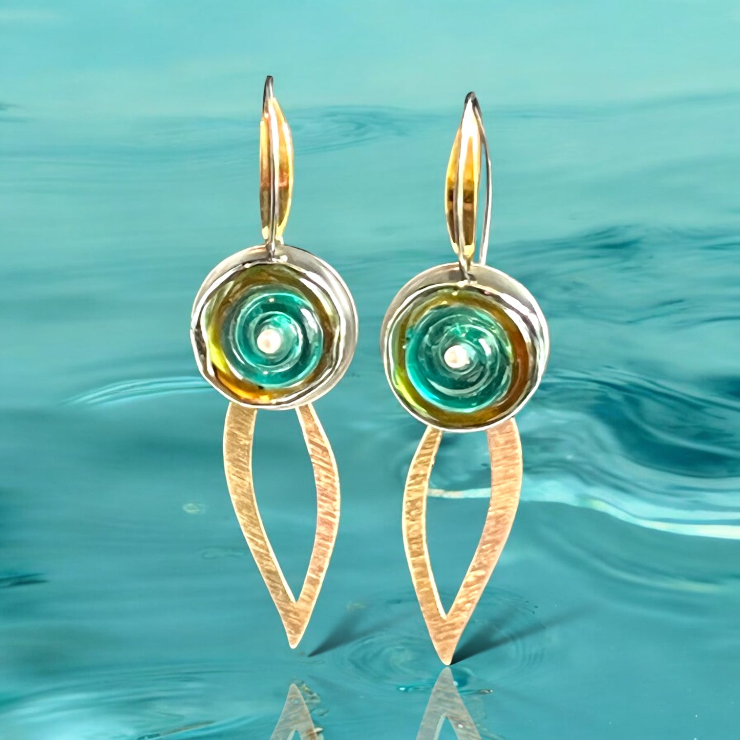 Garden Party Gold/Silver/Turquoise/Green Glass Flower Dangles