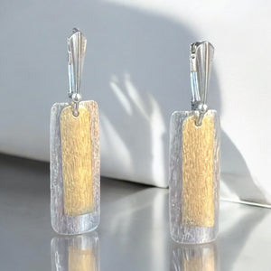 Narrow Rectangular Earrings…gold and silver dangles