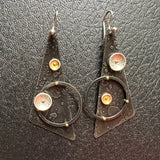 "Elliptical Orbits 2"....contemporary steel, 24K gold and sterling dangles