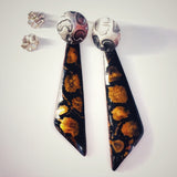 Animal Print... black and bronze enamel dangles