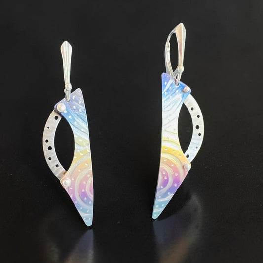 Aurora Arc – Titanium & Stainless Steel Earrings