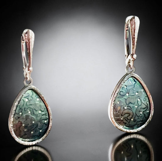 Pear-Shaped Titanium Dangle Earrings