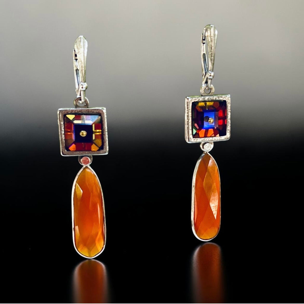 Autumn Ember – Swarovski & Red Onyx Dangle Earrings