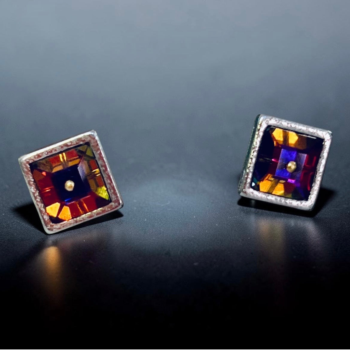 Modern Swarovski Crystal Stud Earrings
