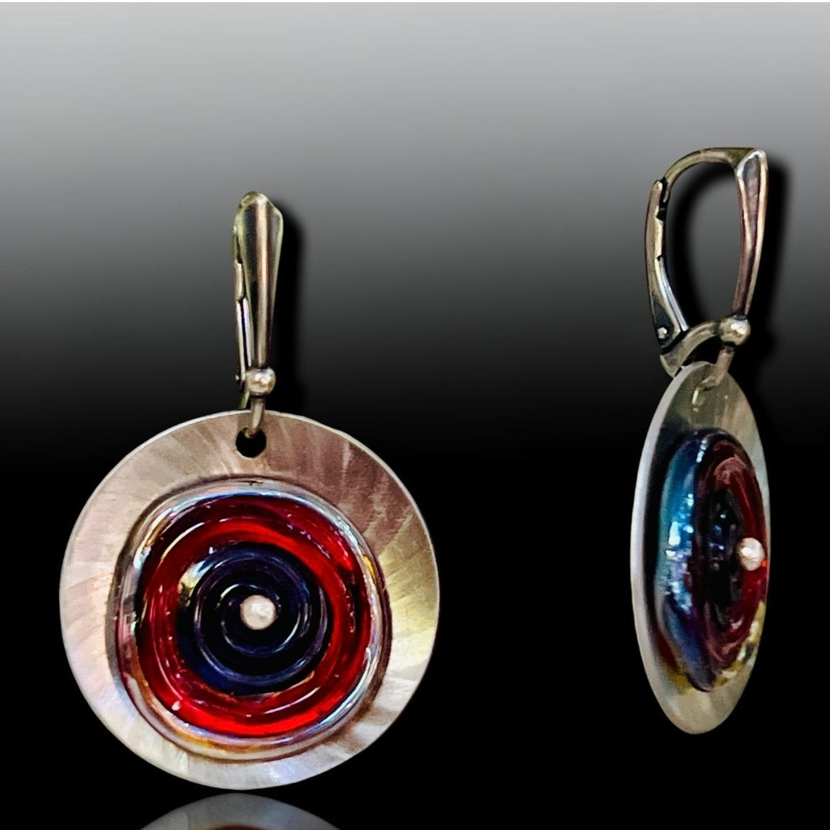 Crimson Orbit Lampwork Earrings
