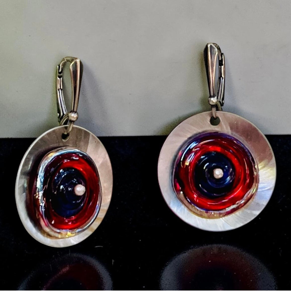 Crimson Orbit Lampwork Earrings