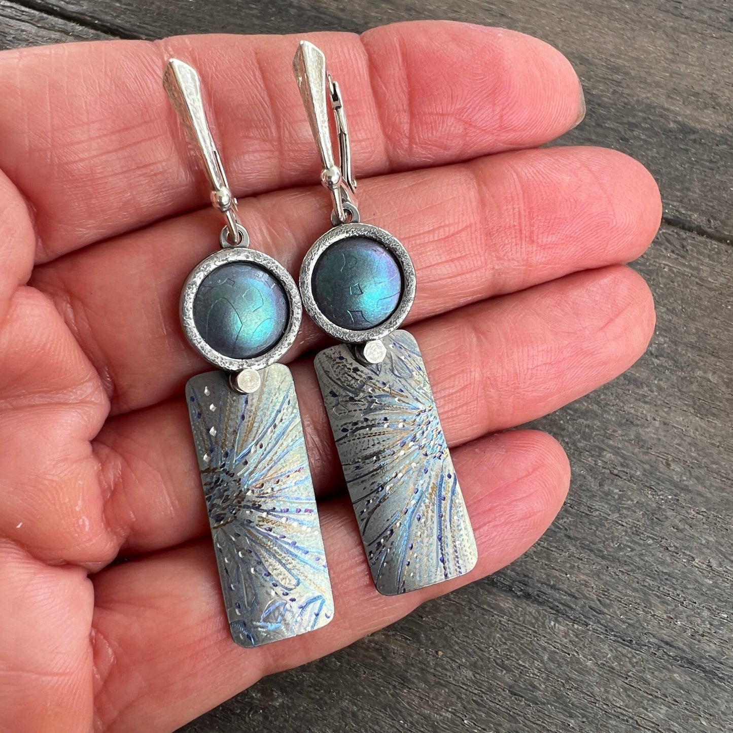 Radiant Current – Domed Titanium Geometric Dangle Earrings