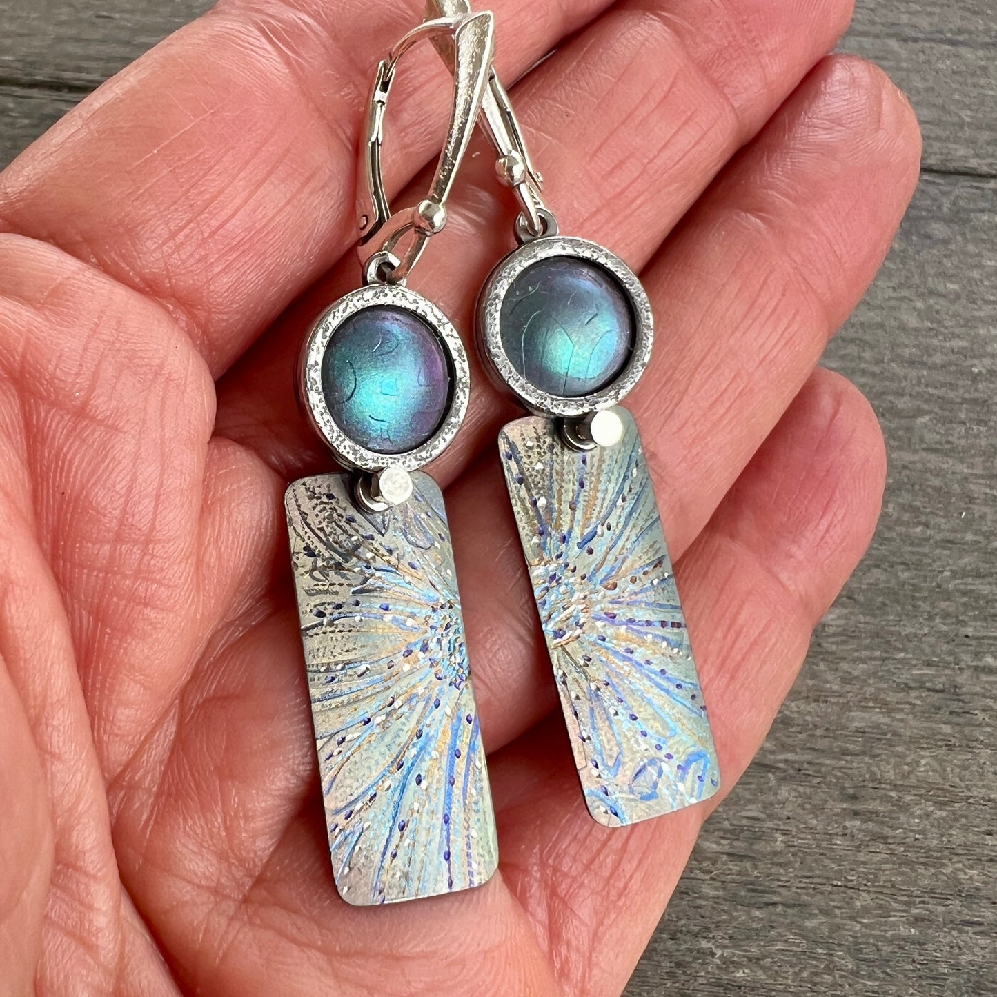 Radiant Current – Domed Titanium Geometric Dangle Earrings