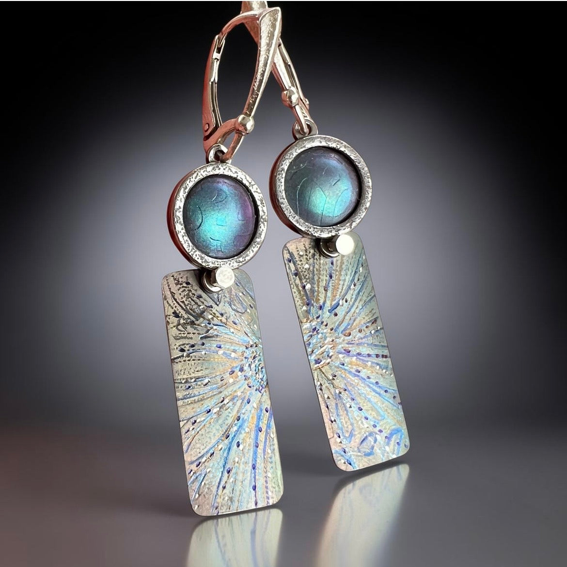 Radiant Current – Domed Titanium Geometric Dangle Earrings