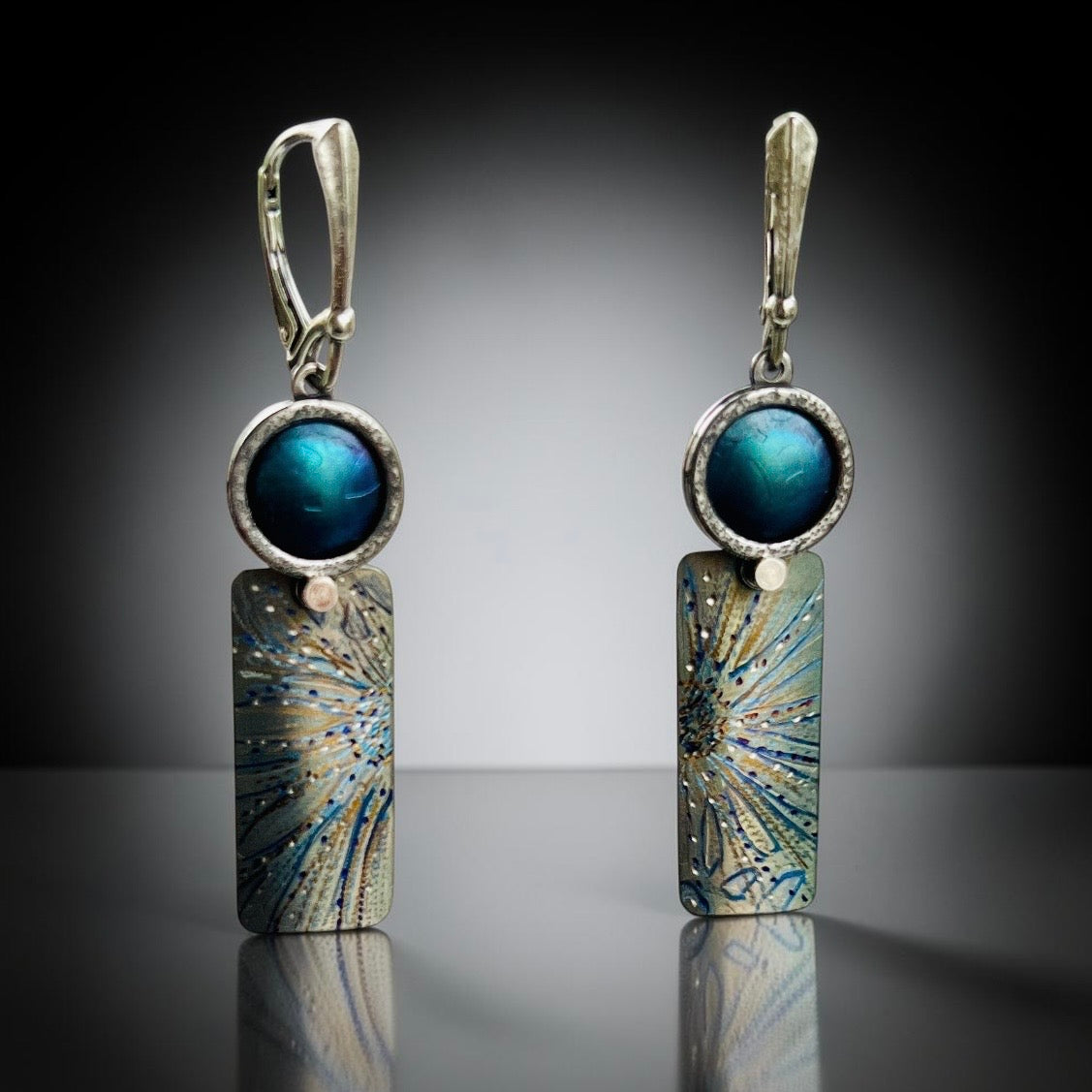 Radiant Current – Domed Titanium Geometric Dangle Earrings