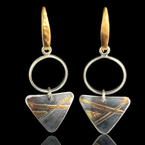 Geometric Modern Dangles in Sterling Silver, 24K Gold