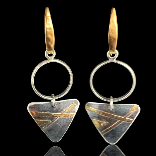 Custom Order Linda L. - Geometric Modern Dangles in Sterling Silver, 24K Gold