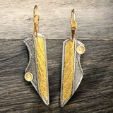 "Parallel Universe"....contemporary steel and 24K gold dangle earrings