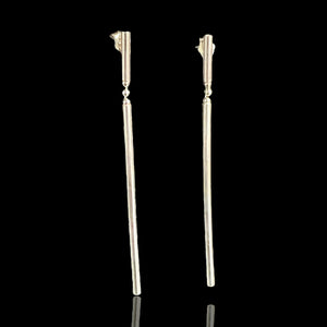 Minimalist, long and elegant sterling silver tube post dangles