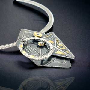 24K gold/sterling silver geometric/celestial pendant