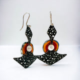 Dark starry night steel dangles black, red, orange