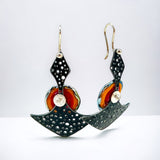 Dark starry night steel dangles black, red, orange