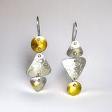 Asymmetrical fun dangle earrings in 24K/Sterling shorter length