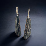 "Textural Interest Triangles"....contemporary steel long dangles