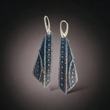 "Textural Interest Triangles"....contemporary steel long dangles