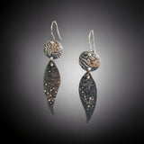 Starry night leaf shape contemporary steel textured dangles