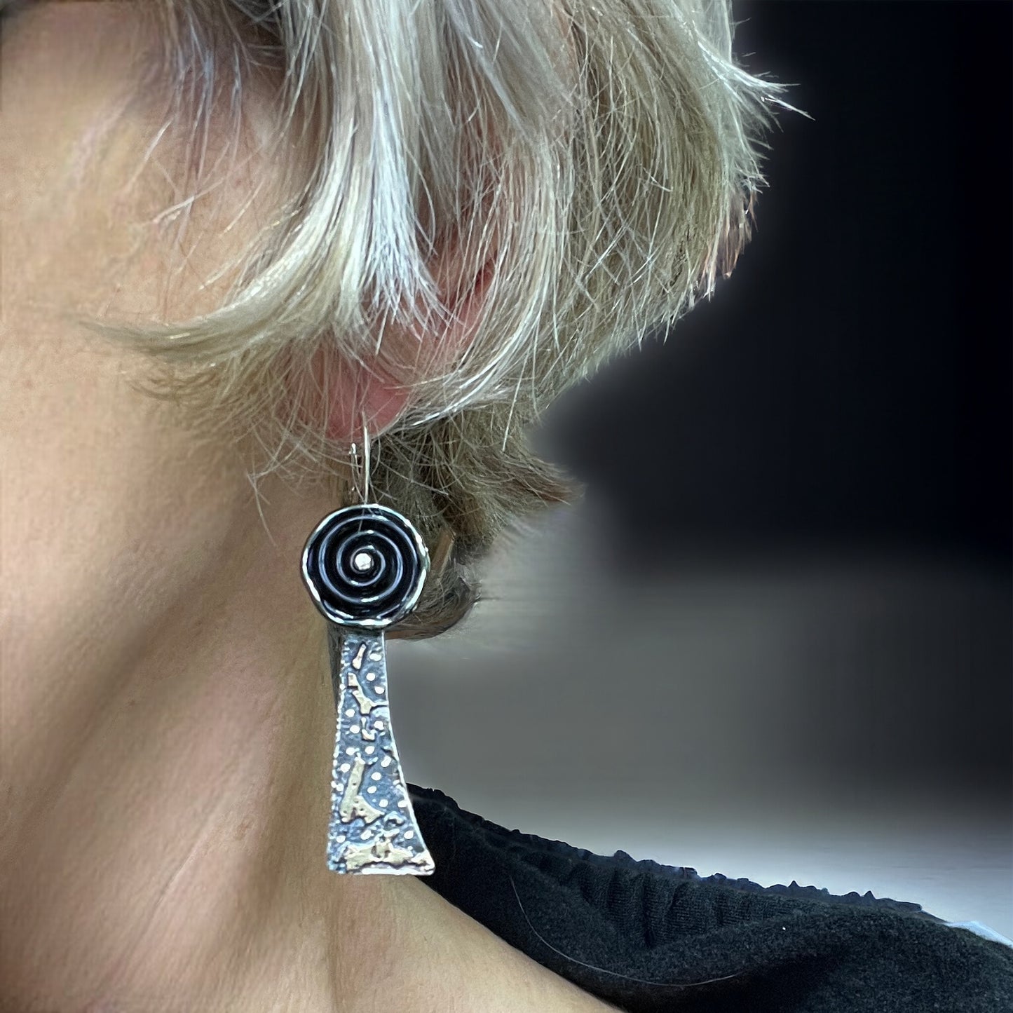 Celestial Dangles 24K Gold, Sterling Silver, Black Lamp work Glass