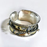 Sterling silver and 24k gold modern spinner ring size 7 1/2