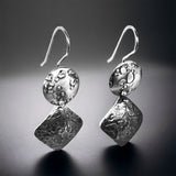 2 part geometric dangles gorgeous textured sterling silver