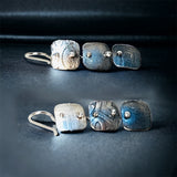 Shades of grey small 3 part square dangles in sterling