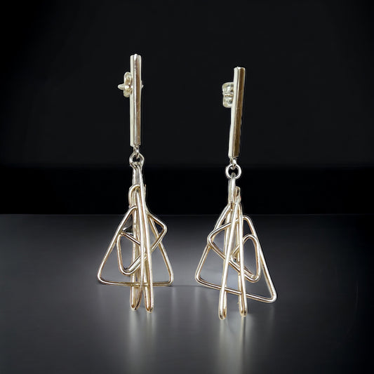 "Blast Off"....contemporary sterling silver wire post back dangles