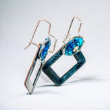 Geometric Enamel dangle earrings in blue, black