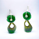 Tropical Open Teardrop Design Enamel earrings Greens, Purple